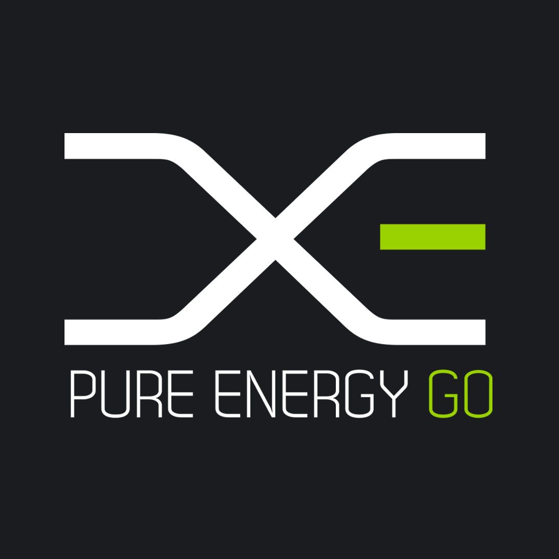 pure energy go logo on black background